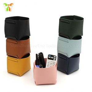 PU Leather Pencil Holder Desktop Organizer Remote Control Storage Box Desktop Makeup Brush Tray - Product Image 2