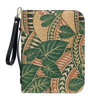 Housse de Bible personnalisée avec imprimé botanique tropical Taro Fale Weave et fermeture éclair, idéale pour les voyages quotidiens, l'église, le shopping et les cadeaux