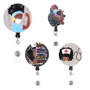 Porte-Badge d'identification d'infirmière noir en strass, porte-Badge médical de fournitures de bureau pour médecins hôpitaux - Product Image 1