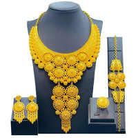 Parures de Bijoux de Mariage Indiennes Lourdes, Bracelet Saoudien et Collier à Longs Glandes