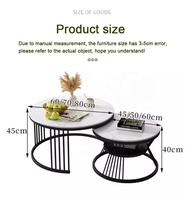 Ensemble de table basse ronde en marbre moderne extensible et durable pour le salon, meubles de maison avec matériau métallique