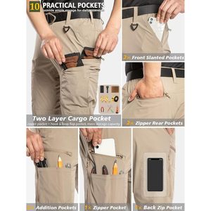 Pantalon cargo de randonnée pour homme Carwonic, séchage rapide, résistant à l'eau, léger, en nylon, pour la pêche en plein air, pantalon tactique, 10 poches - Product Image 5
