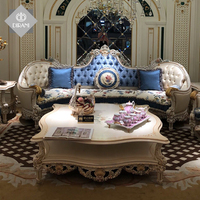 Canapé en cuir suspendu au style européen royal, ensemble de sofa classique victorien en en bois massif sculpté, de luxe
