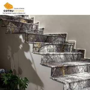 Marchepieds antidérapants en marbre poli pour Penthouse Duplex Villa de luxe Design d'escaliers élégants - Product Image 1