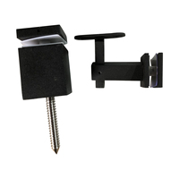 Support de main courante carré moderne en acier inoxydable noir mat avec fixation en verre, réglable et pivotant, pour escalier extérieur