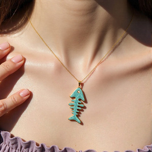 Collar con Colgante de Animales de la Serie Océano, Acero Inoxidable, Color Oro 18K, Cadena para Clavícula, Joyería de Regalo, Esencial para el Verano y la Playa - Product Image 5