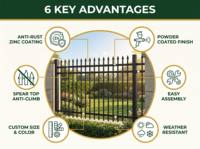 Valla de Seguridad para Jardín con Recubrimiento de Polvo Galvanizado Antioxidante, Valla Tubular de Acero, Precio Competitivo
