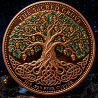 Pièce commémorative en cuivre fin 99,9 % de 1 once, avec relief 3D, représentant un elfe et un cerf blanc, motif ciel galactique, bois de cerf doré et forêt de pin, pièce souvenir, cadeau de présentation
