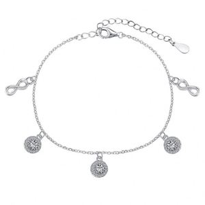 Dylam - Elegante Tobillera de Plata de Ley con Cadena de Eslabones Infinitos y Borla Colgante de Circonita Cúbica 5A para Mujer - Product Image 1