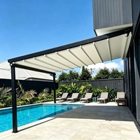 Abri bioclimatique en verre anti-rouille pour terrasse extérieure et mariage, exporté directement d'usine, avec toit en bois électrique et protection solaire