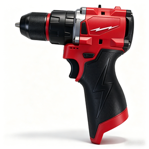 Taladro Inalámbrico M12 sin Escobillas, Caja de Cambios Metálica Roja y Negra, Taladro Eléctrico Inalámbrico para Construcción y Reparaciones Domésticas, INR18650 1300mAh - Product Image 1