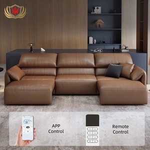 HJ HOME Ensemble de canapé-<span class=keywords><strong>lit</strong></span> <span class=keywords><strong>deux</strong></span> <span class=keywords><strong>places</strong></span> électrique multifonctionnel à double usage en cuir noir italien - Product Image 2