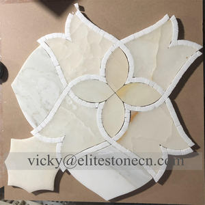 Arabesque-Laternen-Onyx-Mosaikfliesen Preis, Wasserstrahl-Transluzente Weiße Onyx-Stein-Laternen-Mosaikfliese - Product Image 5