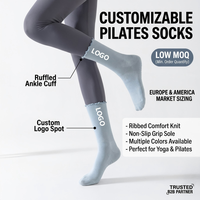 Chaussettes de Pilates à Volants avec Logo Personnalisé, Antidérapantes, pour Yoga, Barre, Danse, Ballet, avec Sangles Croisées, en Coton, pour Femmes, Fitness