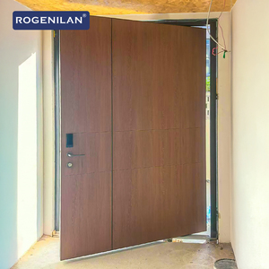 Puerta Principal Moderna de Aluminio Rogenilan, Puerta de Entrada Grande de Aluminio Fundido, Diseño de Doble Cara, Puertas de Seguridad - Product Image 1