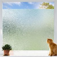 Statisch haftende, kleberfreie, mattierte PVC-Fensterfolie mit 3D-Laser-Mimosa-Blattmuster, Sichtschutz, umweltfreundlich, wärmeisolierend, Dekor