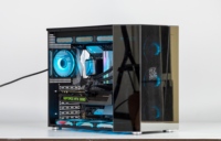 Gabinete de Juegos de Escritorio Negro de Aleación de Aluminio, Torre Media para PC E-ATX, ATX, Micro ATX, Mini ITX, con Estado de Stock, Todo en Uno