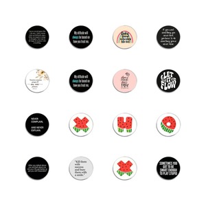 Broche ronde en alliage de zinc à motif imprimé avec dictons variés et simples, design mixte, pour tenue quotidienne et sac à dos - Product Image 3