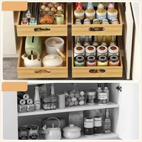 Organisateur d'épices multifonction coulissant et pliable, distributeur de sel et poivre en bambou, support de rangement pour cuisine