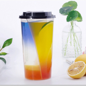 Gobelet double transparent en PP de 16 oz et 22 oz pour milkshake, thé à bulles, gobelet plastique double avec couvercle - Product Image 1