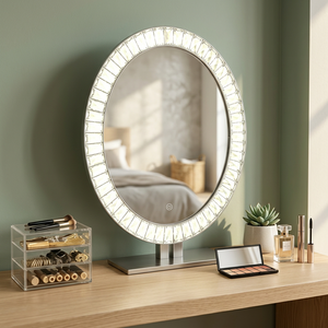 Miroir LED intelligent anti-buée mural Art Déco avec commande tactile, éclairage moderne pour maquillage et sécurité dans la salle de bain - Product Image 2
