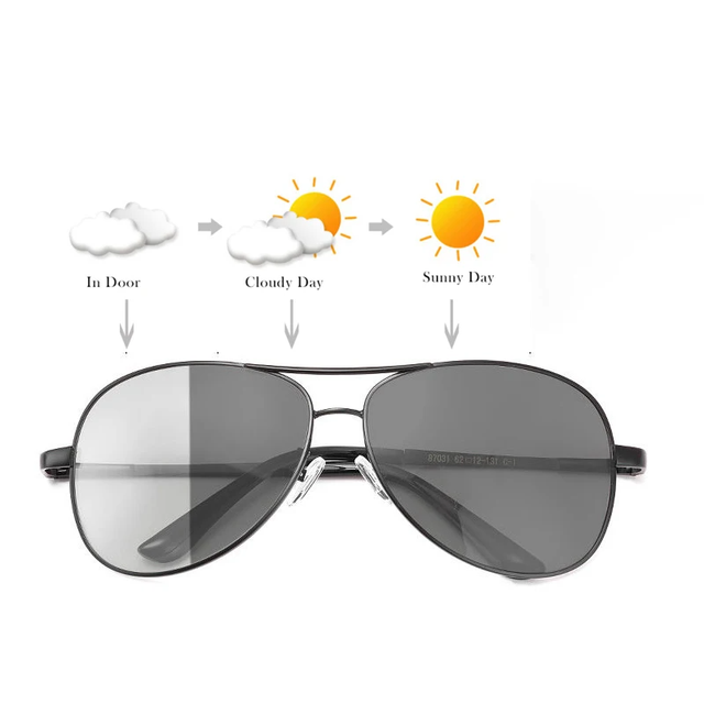 New UV400 Day and Night Vision Pilot Metal Sun Glasses Polarizing Drive Changes Photochromic Men Glassesluxury Glasses