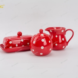 Yuking Bộ Đồ Ăn Bằng Gốm Đĩa Ăn Chấm Bi Đỏ Phong Cách Dễ Thương Bằng Sứ Đĩa Ăn Có Logo Tùy Chỉnh Nhà Cung Cấp Địa Phương Triều Châu - Product Image 2