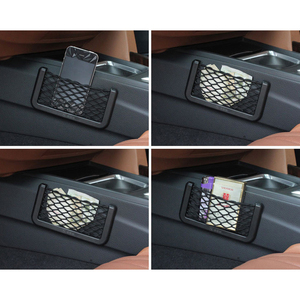 Organisateur universel de filet de siège d'auto Accessoires de voiture en PVC Support de téléphone et sac de rangement latéral arrière Conception universelle en maille pour voitures - Product Image 2