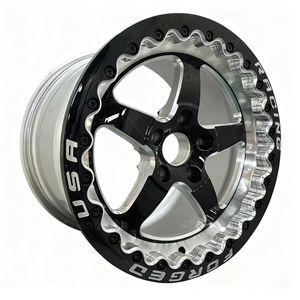 Ruedas de coche de aleación de aluminio forjado de cinco radios, color negro con borde pulido, 17x10J ET52 5x120 CB 66.9 para Chevrolet SS Sedan 2015 - Product Image 2