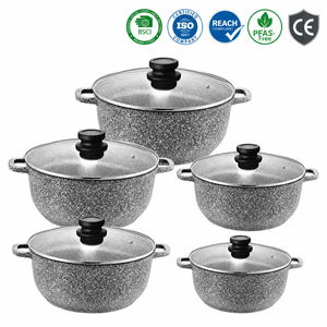 Lot de 10 casseroles en aluminium moulé sous pression, revêtement antiadhésif gris granit, pour usage courant, vente en gros - Product Image 2