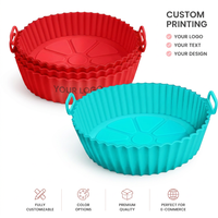 Revestimiento de silicona reutilizable personalizado para freidora de aire, cesta para freidora de aire de grado alimenticio, bandeja antiadherente sin BPA con asas