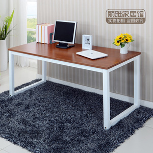 Simple <b>Computer</b> <b>Desk</b> Modern Minimalist Office <b>Desk</b> With White Metal Legs And Wood Top Foldable Design For Home Or Work Use - Product Image 4