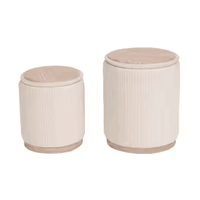 Bailey Wholesale Pouf de rangement rond avec pieds en bois Lot de 2 poufs pour salon