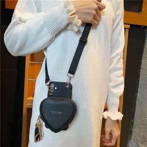 Big Love heart portafoglio rossetto borsa crossbody lanyard girl gift case per iphone 15Pro Max 12 11 13 14 Pro Max Xs Xr 8plus X cover