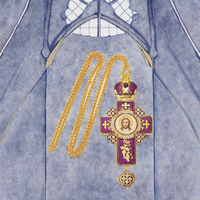 Collier Croix pectorale orthodoxe religieuse en fer émaillé métallique plaqué violet coloré personnalisable, souvenir, impression numérique pour