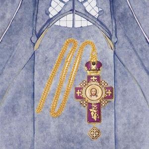 रंगीन बैंगनी प्लेटेड लोहे के enamel धार्मिक रूढ़िवादी पेक्टोरल क्रॉस हार स्मृति चिन्ह पुजारी के लिए - Product Image 3