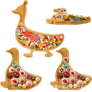 Silly Goose Wooden Serving <b>Tray</b> Set Duck Shape Fruit <b>Snack</b> Plate Natural Wood Food Safe Sturdy Durable Smooth Surface Easy Clean - Product Image 5