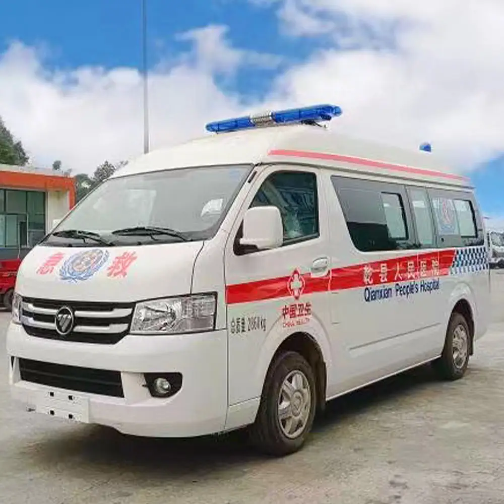 Novo Fukuda V80 diesel transmissão manual essencial ICU ambulância de resgate 4x2 veículo carro de emergência para situações críticas