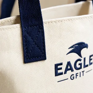 16oz Soft Canvas Shoulder Tote Custom Woven Label Logo Large Capacity Foldable Travel Gift <b>Storage</b> Cotton Bags - Product Image 6