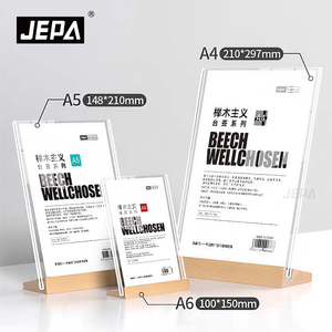 Porte-<span class=keywords><strong>menu</strong></span> en acrylique horizontal et vertical A4 A5 A6, <span class=keywords><strong>support</strong></span> de <span class=keywords><strong>table</strong></span> avec base en bois de hêtre pour café, restaurant, usage en salle à manger - Product Image 2