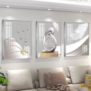 Cadre en alliage d'aluminium <span class=keywords><strong>Art</strong></span> mural en porcelaine de cristal <span class=keywords><strong>moderne</strong></span> de luxe Peintures imprimées à suspendre en <span class=keywords><strong>galerie</strong></span> pour la décoration de salon - Product Image 4