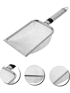 Cuchara para arena para gatos, pala de esquina para limpiador de arena resistente, pala para arena de malla de acero inoxidable, palas para heces de pollo Rutin - Product Image 3