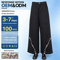 Pantalons et pantalons longs pour hommes, style urbain, avec poches, plissés, déchirés, en nylon/coton, broderie à la main, imprimé lumineux, fermeture à boutons vidéo