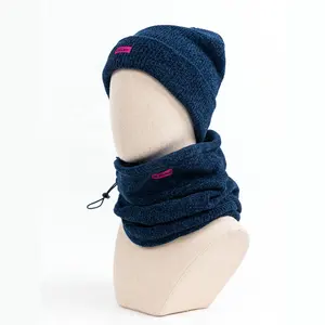 Unisex Women Ladies beanie scarf winter sets cross knit cable design hat cap neck warmer fleece thicken layers snood hat bonnet