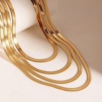 Collier à chaîne à chevrons en or 18 carats plaqué étanche pour hommes femmes bijoux de mode collier à chaîne serpent plat en acier inoxydable