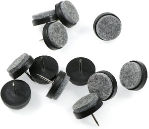 28 pièces de 24 mm de diamètre coussinets de meubles noirs à clouer coussinets en feutre avec clou pour meubles en bois tabourets de chaise pieds de table - Product Image 2