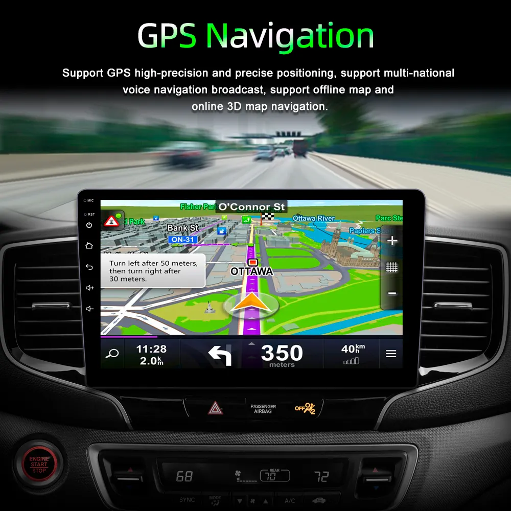 Lecteur de voiture Android 11 9 pouces Autoradio stéréo GPS Navigation Android