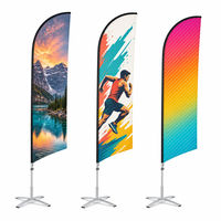 Drapeau publicitaire personnalisé en forme de plume avec mât en aluminium et base croisée pour événements et promotions