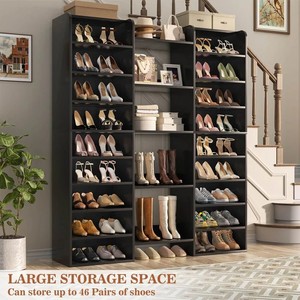 Étagère à chaussures en bois et panneau de rangement pour salon et entrée d'appartement - Organisateur de chaussures imperméable et gain de place - Product Image 2