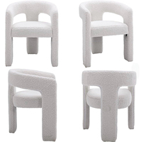 Fauteuil rembourré en bouclette blanche, dossier incurvé moderne, chaise d'appoint pour chambre à coucher, salon, hall d'hôtel